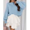 imagePRETTYGARDEN Sweaters for Women 2026 Fall Chunky Knit Long Sleeve Crew Neck Oversized Pullover Tops Winter Fashion ClothingLight Blue