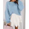 imagePRETTYGARDEN Sweaters for Women 2026 Fall Chunky Knit Long Sleeve Crew Neck Oversized Pullover Tops Winter Fashion ClothingLight Blue