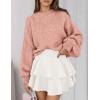 imagePRETTYGARDEN Sweaters for Women 2026 Fall Chunky Knit Long Sleeve Crew Neck Oversized Pullover Tops Winter Fashion ClothingLight Pink