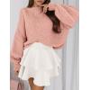 imagePRETTYGARDEN Sweaters for Women 2026 Fall Chunky Knit Long Sleeve Crew Neck Oversized Pullover Tops Winter Fashion ClothingLight Pink