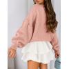 imagePRETTYGARDEN Sweaters for Women 2026 Fall Chunky Knit Long Sleeve Crew Neck Oversized Pullover Tops Winter Fashion ClothingLight Pink