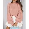 imagePRETTYGARDEN Sweaters for Women 2026 Fall Chunky Knit Long Sleeve Crew Neck Oversized Pullover Tops Winter Fashion ClothingLight Pink