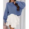 imagePRETTYGARDEN Sweaters for Women 2026 Fall Chunky Knit Long Sleeve Crew Neck Oversized Pullover Tops Winter Fashion ClothingMist Blue