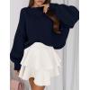 imagePRETTYGARDEN Sweaters for Women 2026 Fall Chunky Knit Long Sleeve Crew Neck Oversized Pullover Tops Winter Fashion ClothingNavy Blue