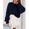 imagePRETTYGARDEN Sweaters for Women 2026 Fall Chunky Knit Long Sleeve Crew Neck Oversized Pullover Tops Winter Fashion ClothingNavy Blue