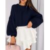 imagePRETTYGARDEN Sweaters for Women 2026 Fall Chunky Knit Long Sleeve Crew Neck Oversized Pullover Tops Winter Fashion ClothingNavy Blue