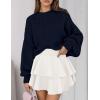 imagePRETTYGARDEN Sweaters for Women 2026 Fall Chunky Knit Long Sleeve Crew Neck Oversized Pullover Tops Winter Fashion ClothingNavy Blue