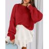 imagePRETTYGARDEN Sweaters for Women 2026 Fall Chunky Knit Long Sleeve Crew Neck Oversized Pullover Tops Winter Fashion ClothingRed