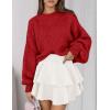 imagePRETTYGARDEN Sweaters for Women 2026 Fall Chunky Knit Long Sleeve Crew Neck Oversized Pullover Tops Winter Fashion ClothingRed