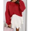 imagePRETTYGARDEN Sweaters for Women 2026 Fall Chunky Knit Long Sleeve Crew Neck Oversized Pullover Tops Winter Fashion ClothingRed