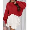 imagePRETTYGARDEN Sweaters for Women 2026 Fall Chunky Knit Long Sleeve Crew Neck Oversized Pullover Tops Winter Fashion ClothingRed