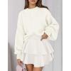 imagePRETTYGARDEN Sweaters for Women 2026 Fall Chunky Knit Long Sleeve Crew Neck Oversized Pullover Tops Winter Fashion ClothingWhite