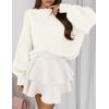 imagePRETTYGARDEN Sweaters for Women 2026 Fall Chunky Knit Long Sleeve Crew Neck Oversized Pullover Tops Winter Fashion ClothingWhite
