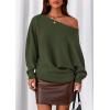 imagePRETTYGARDEN Women Off The Shoulder Sweater 2026 Fall Trendy Long Batwing Sleeve Knit Pullover Going Out Tops Winter ClothingArmy Green
