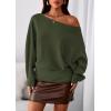 imagePRETTYGARDEN Women Off The Shoulder Sweater 2026 Fall Trendy Long Batwing Sleeve Knit Pullover Going Out Tops Winter ClothingArmy Green