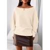 imagePRETTYGARDEN Women Off The Shoulder Sweater 2026 Fall Trendy Long Batwing Sleeve Knit Pullover Going Out Tops Winter ClothingBeige