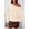 imagePRETTYGARDEN Women Off The Shoulder Sweater 2026 Fall Trendy Long Batwing Sleeve Knit Pullover Going Out Tops Winter ClothingBeige