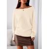 imagePRETTYGARDEN Women Off The Shoulder Sweater 2026 Fall Trendy Long Batwing Sleeve Knit Pullover Going Out Tops Winter ClothingBeige