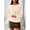 imagePRETTYGARDEN Women Off The Shoulder Sweater 2026 Fall Trendy Long Batwing Sleeve Knit Pullover Going Out Tops Winter ClothingBeige