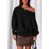imagePRETTYGARDEN Women Off The Shoulder Sweater 2026 Fall Trendy Long Batwing Sleeve Knit Pullover Going Out Tops Winter ClothingBlack