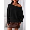 imagePRETTYGARDEN Women Off The Shoulder Sweater 2026 Fall Trendy Long Batwing Sleeve Knit Pullover Going Out Tops Winter ClothingBlack