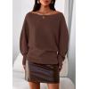 imagePRETTYGARDEN Women Off The Shoulder Sweater 2026 Fall Trendy Long Batwing Sleeve Knit Pullover Going Out Tops Winter ClothingBrown