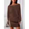 imagePRETTYGARDEN Women Off The Shoulder Sweater 2026 Fall Trendy Long Batwing Sleeve Knit Pullover Going Out Tops Winter ClothingBrown