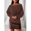 imagePRETTYGARDEN Women Off The Shoulder Sweater 2026 Fall Trendy Long Batwing Sleeve Knit Pullover Going Out Tops Winter ClothingBrown