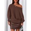 imagePRETTYGARDEN Women Off The Shoulder Sweater 2026 Fall Trendy Long Batwing Sleeve Knit Pullover Going Out Tops Winter ClothingBrown