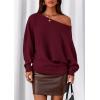 imagePRETTYGARDEN Women Off The Shoulder Sweater 2026 Fall Trendy Long Batwing Sleeve Knit Pullover Going Out Tops Winter ClothingBurgundy