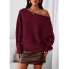 imagePRETTYGARDEN Women Off The Shoulder Sweater 2026 Fall Trendy Long Batwing Sleeve Knit Pullover Going Out Tops Winter ClothingBurgundy