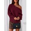 imagePRETTYGARDEN Women Off The Shoulder Sweater 2026 Fall Trendy Long Batwing Sleeve Knit Pullover Going Out Tops Winter ClothingBurgundy