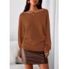 imagePRETTYGARDEN Women Off The Shoulder Sweater 2026 Fall Trendy Long Batwing Sleeve Knit Pullover Going Out Tops Winter ClothingCaramel