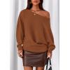 imagePRETTYGARDEN Women Off The Shoulder Sweater 2026 Fall Trendy Long Batwing Sleeve Knit Pullover Going Out Tops Winter ClothingCaramel