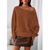 imagePRETTYGARDEN Women Off The Shoulder Sweater 2026 Fall Trendy Long Batwing Sleeve Knit Pullover Going Out Tops Winter ClothingCaramel