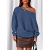 imagePRETTYGARDEN Women Off The Shoulder Sweater 2026 Fall Trendy Long Batwing Sleeve Knit Pullover Going Out Tops Winter ClothingDark Blue