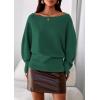imagePRETTYGARDEN Women Off The Shoulder Sweater 2026 Fall Trendy Long Batwing Sleeve Knit Pullover Going Out Tops Winter ClothingGreen
