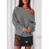 imagePRETTYGARDEN Women Off The Shoulder Sweater 2026 Fall Trendy Long Batwing Sleeve Knit Pullover Going Out Tops Winter ClothingGrey