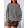 imagePRETTYGARDEN Women Off The Shoulder Sweater 2026 Fall Trendy Long Batwing Sleeve Knit Pullover Going Out Tops Winter ClothingGrey