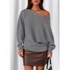 imagePRETTYGARDEN Women Off The Shoulder Sweater 2026 Fall Trendy Long Batwing Sleeve Knit Pullover Going Out Tops Winter ClothingGrey