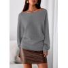 imagePRETTYGARDEN Women Off The Shoulder Sweater 2026 Fall Trendy Long Batwing Sleeve Knit Pullover Going Out Tops Winter ClothingGrey