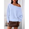 imagePRETTYGARDEN Women Off The Shoulder Sweater 2026 Fall Trendy Long Batwing Sleeve Knit Pullover Going Out Tops Winter ClothingLight Blue