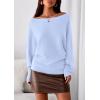 imagePRETTYGARDEN Women Off The Shoulder Sweater 2026 Fall Trendy Long Batwing Sleeve Knit Pullover Going Out Tops Winter ClothingLight Blue