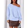imagePRETTYGARDEN Women Off The Shoulder Sweater 2026 Fall Trendy Long Batwing Sleeve Knit Pullover Going Out Tops Winter ClothingLight Blue