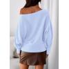 imagePRETTYGARDEN Women Off The Shoulder Sweater 2026 Fall Trendy Long Batwing Sleeve Knit Pullover Going Out Tops Winter ClothingLight Blue