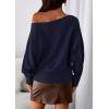 imagePRETTYGARDEN Women Off The Shoulder Sweater 2026 Fall Trendy Long Batwing Sleeve Knit Pullover Going Out Tops Winter ClothingNavy Blue