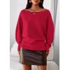 imagePRETTYGARDEN Women Off The Shoulder Sweater 2026 Fall Trendy Long Batwing Sleeve Knit Pullover Going Out Tops Winter ClothingRed