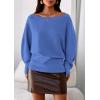 imagePRETTYGARDEN Women Off The Shoulder Sweater 2026 Fall Trendy Long Batwing Sleeve Knit Pullover Going Out Tops Winter ClothingSky Blue