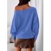 imagePRETTYGARDEN Women Off The Shoulder Sweater 2026 Fall Trendy Long Batwing Sleeve Knit Pullover Going Out Tops Winter ClothingSky Blue