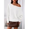 imagePRETTYGARDEN Women Off The Shoulder Sweater 2026 Fall Trendy Long Batwing Sleeve Knit Pullover Going Out Tops Winter ClothingWhite